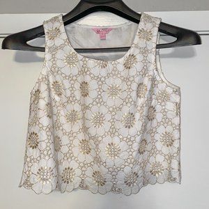 EUC Lilly Pulitzer Lux gold lace crop top